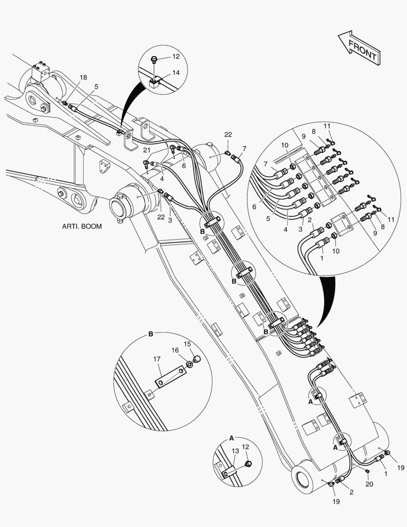 ТРУБОПРОВОД СМАЗОЧНОЙ СИСТЕМЫ - ШАРНИРНАЯ СТРЕЛА