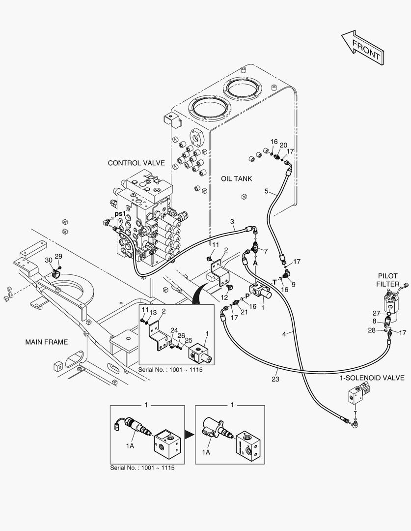 Схема ТРУБОПРОВОД СЕРВОУПРАВЛЕНИЯ - 1 или 2 ПУТИ