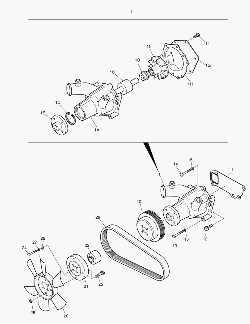 012 WATER PUMP & COOLING FAN