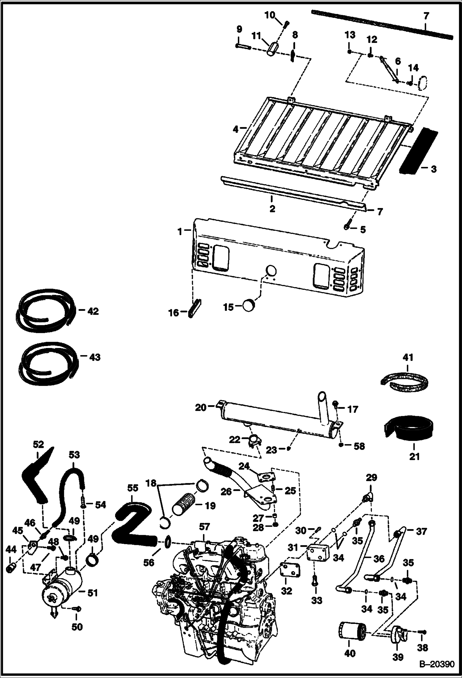 ДВИГАТЕЛЬ И КРЕПЕЖНЫЕ ДЕТАЛИ (ВОЗДУХООЧИСТИТЕЛЬ, ГЛУШИТЕЛЬ И ОКОННАЯ РЕШЕТКА) (БЕЗ B.O.S.S (ОПЦИЯ))