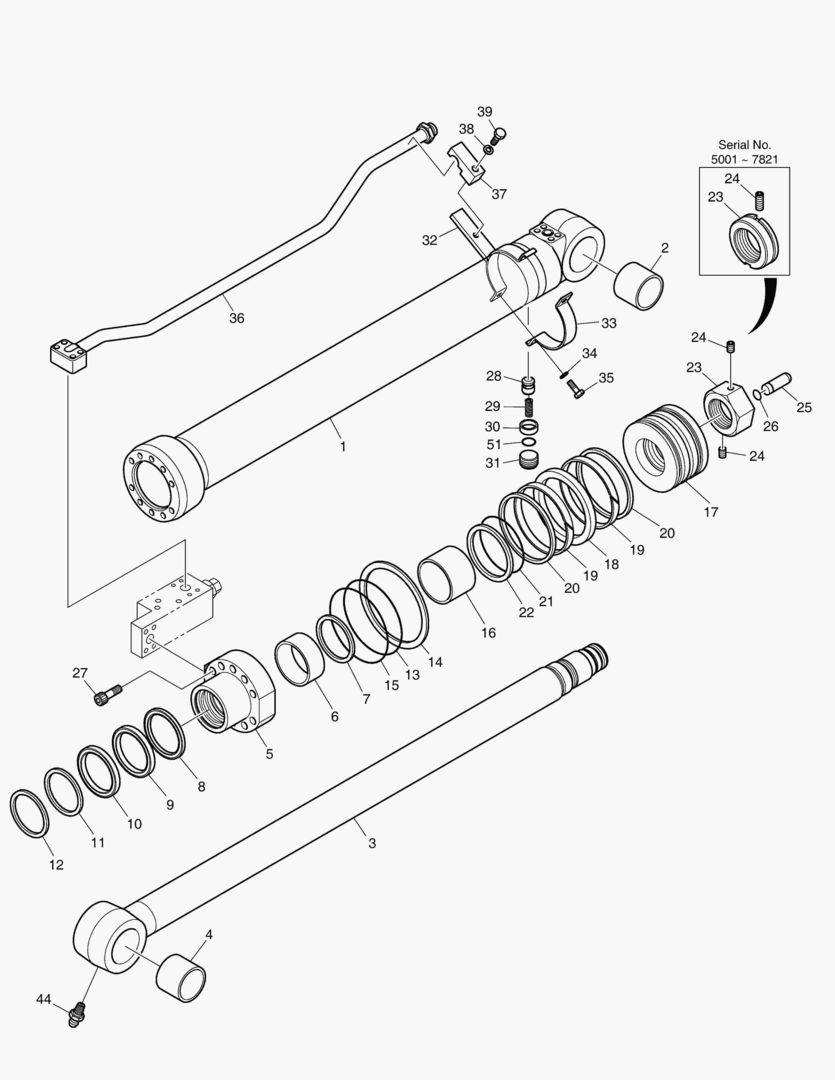 Схема 4440 ARM CYLINDER - ARM 2.1m(LOCK VALVE) [5001~8191]