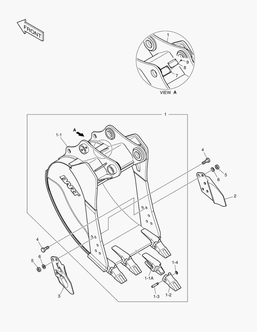 6820 BUCKET ASS`Y - 0.73mВі(36`) - SIDE PIN [1001~1703]