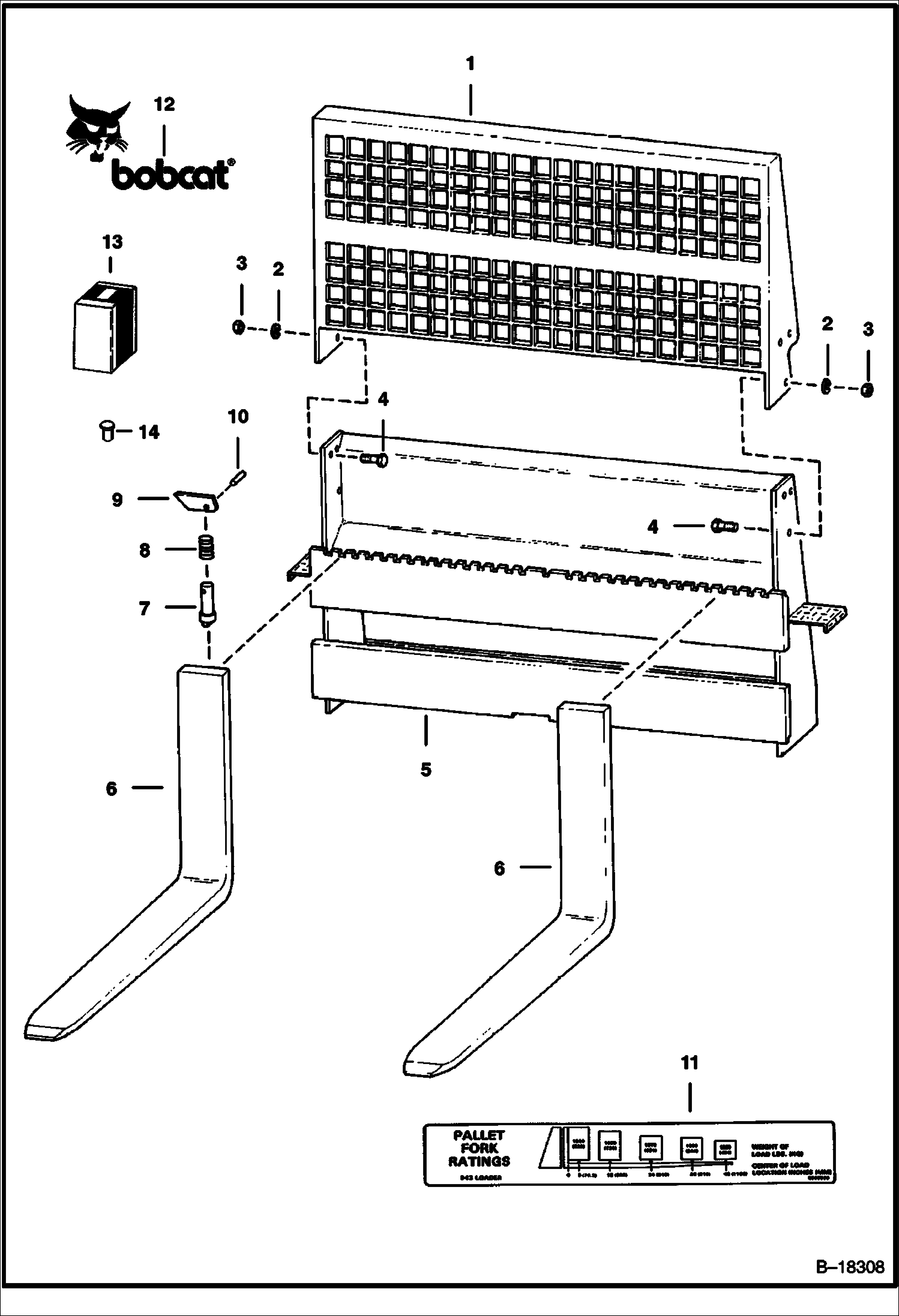 Схема ВИЛОЧНЫЙ ЗАХВАТ ДЛЯ ПОДДОНОВ (ИСПОЛЬЗУЕТСЯ НА 943, 953)