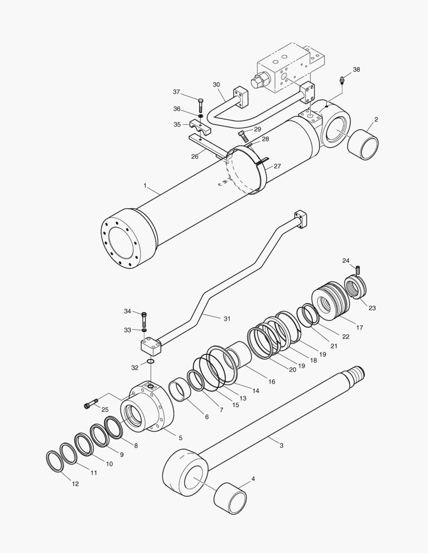 ЦИЛИНДР СТРЕЛЫ - ПРАВОСТОРОННИЙ (ГИДРОЗАМОК)