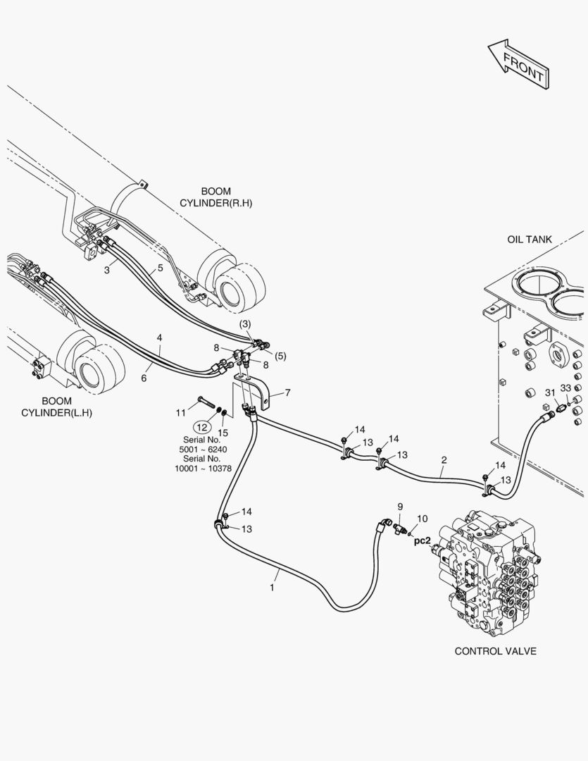 ТРУБОПРОВОД СЕРВОУПРАВЛЕНИЯ - ГИДРОЗАМОК СТРЕЛЫ