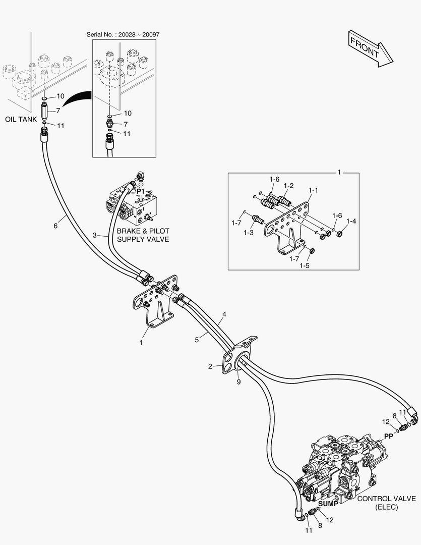 ТРУБОПРОВОД СЕРВОУПРАВЛЕНИЯ - 2 КАТУШКИ(ЭЛЕКТРИКА)