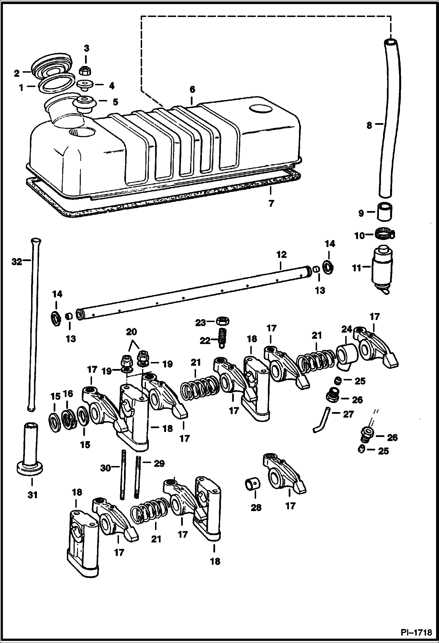 Схема КЛАПАННАЯ КРЫШКА И ТОЛКАТЕЛЬ В СБОРЕ