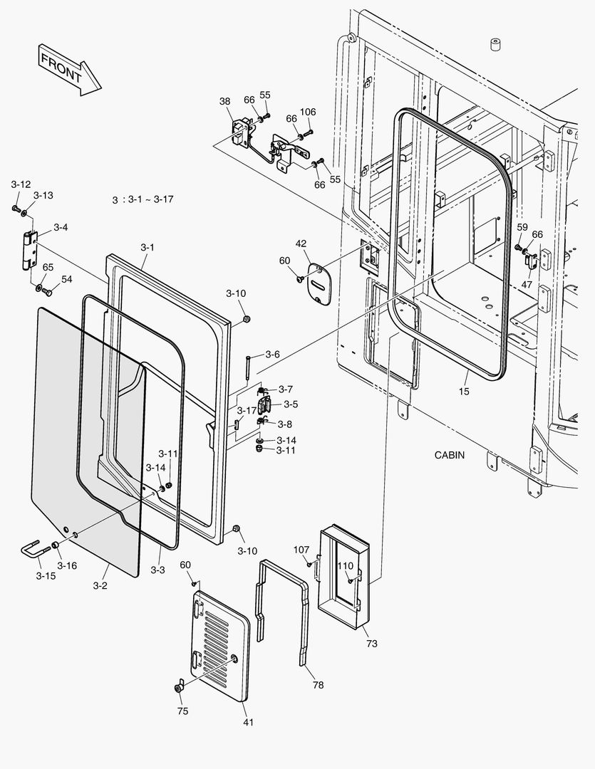 5660 CABIN(5) - DOOR ASS`Y(R.H-WITHOUT ROOF)
