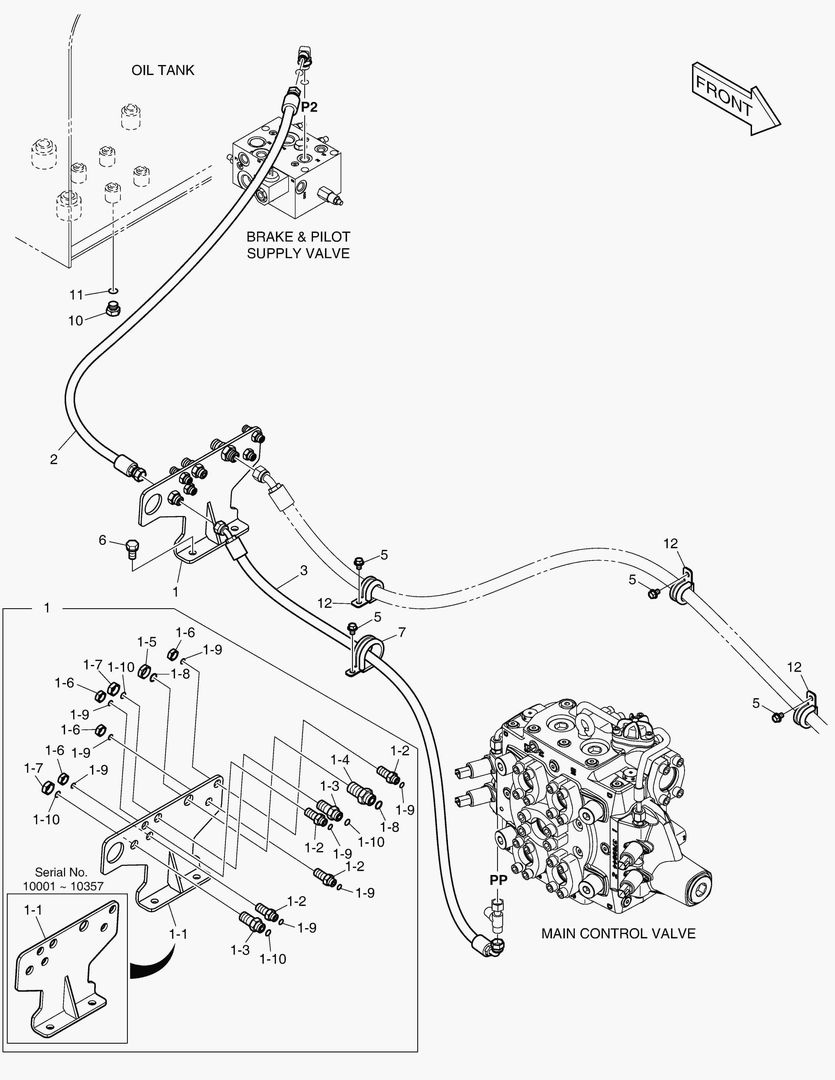 ТРУБОПРОВОД СЕРВОУПРАВЛЕНИЯ - 2 КАТУШКИ(ЭЛЕКТРИКА)
