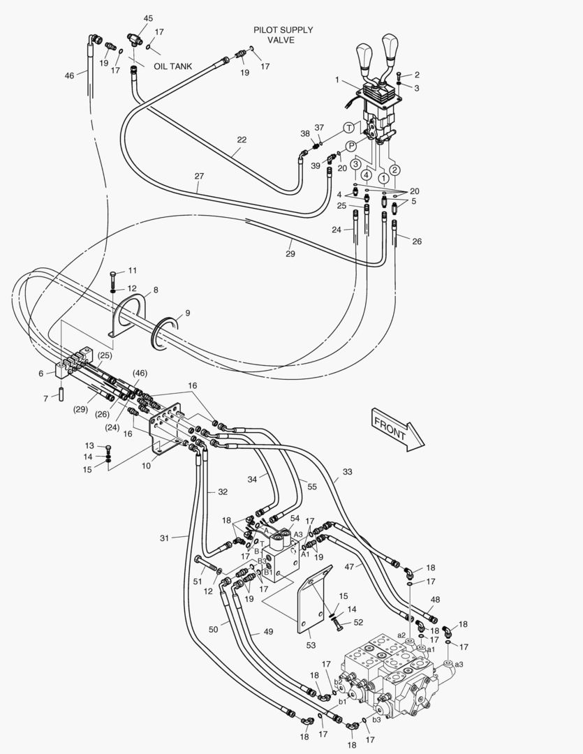 ТРУБОПРОВОД СЕРВОУПРАВЛЕНИЯ(2 РЫЧАГА-3 КАТУШКИ)