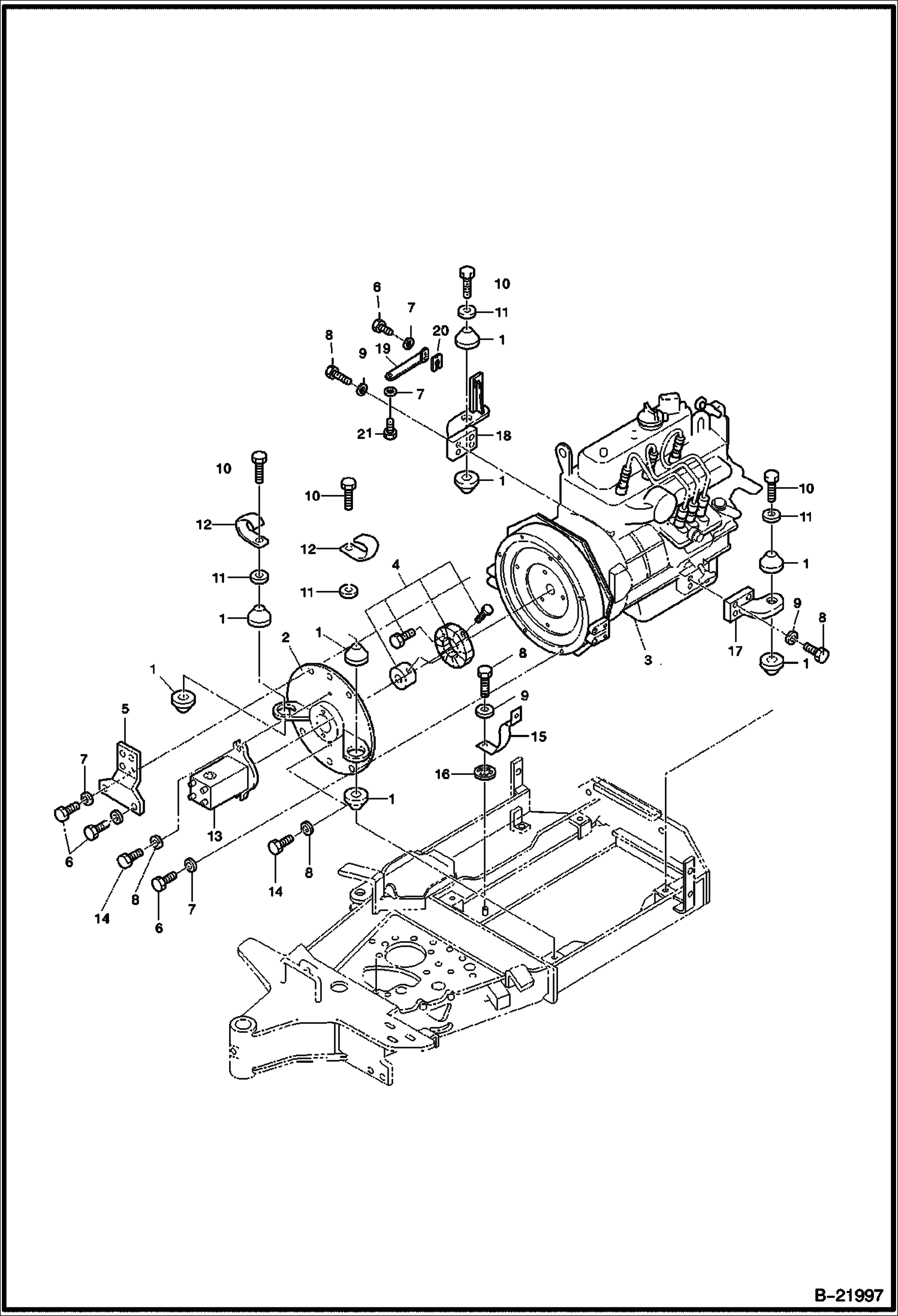 Схема ДВИГАТЕЛЬ И КРЕПЕЖНЫЕ ДЕТАЛИ КРЕПЛЕНИЕ ДВИГАТЕЛЯ ESA 522911 - NA 522811