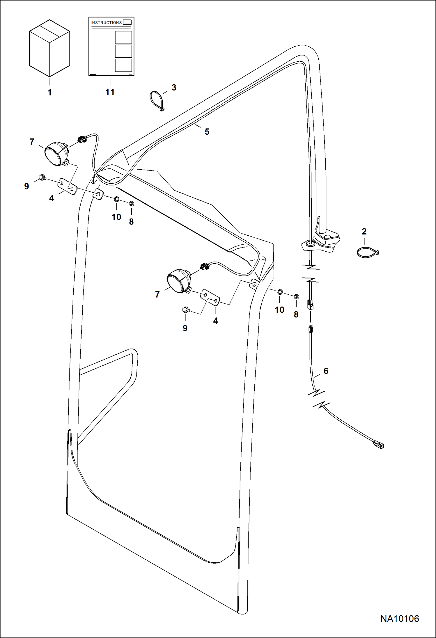 Схема КОМПЛЕКТ ДЕТАЛЕЙ РАБОЧЕГО ОСВЕЩЕНИЯ (КРЫША НАД СИДЕНЬЕМ ВОДИТЕЛЯ) (ФРОНТАЛЬНЫЕ)