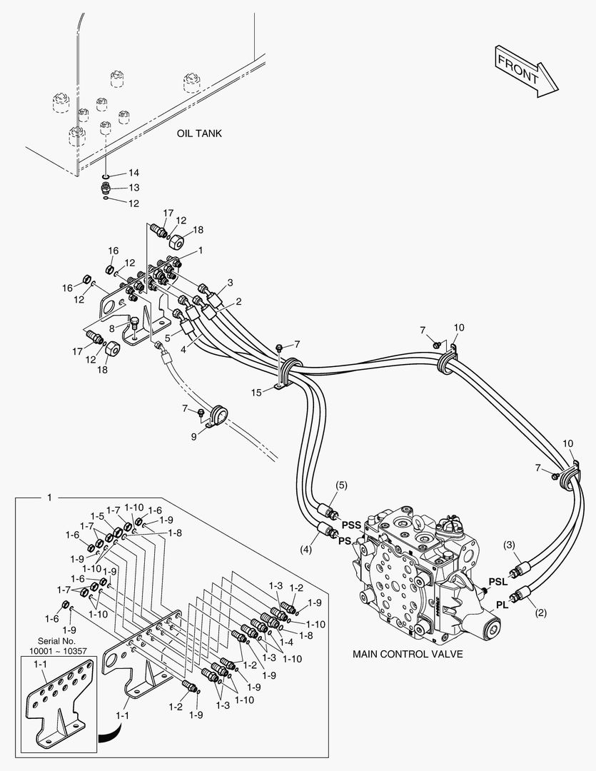 ТРУБОПРОВОД СЕРВОУПРАВЛЕНИЯ - 2 КАТУШКИ(3 РЫЧАГА)