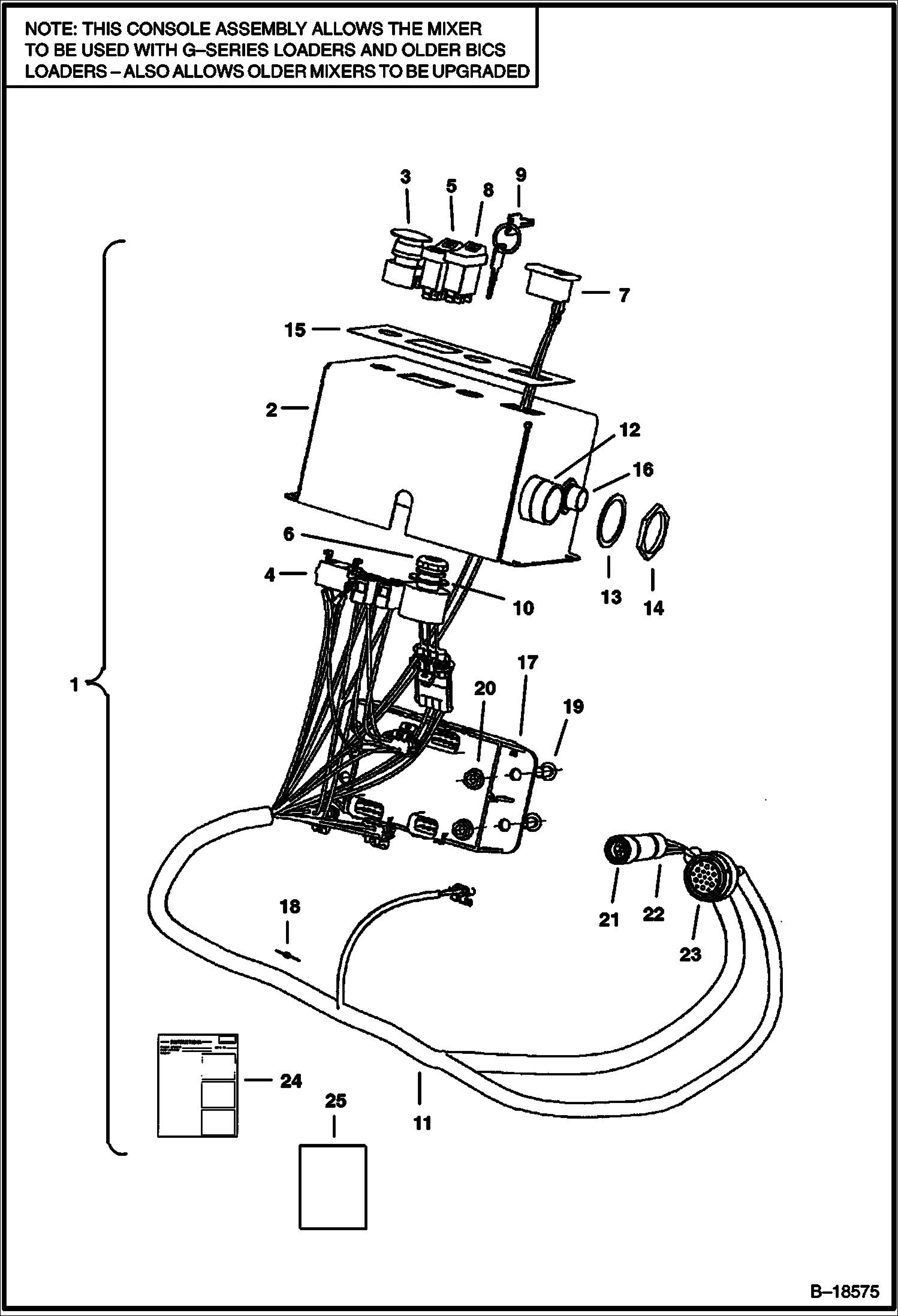 БЕТОНОМЕШАЛКА (КОНСОЛЬ - ДИСТАНЦИОННОЕ УПРАВЛЕНИЕ ЗАХВАТОМ) (С ДВУМЯ ГЛАВНЫМИ ЖГУТАМИ ПРОВОДОВ) (6785) (A016)