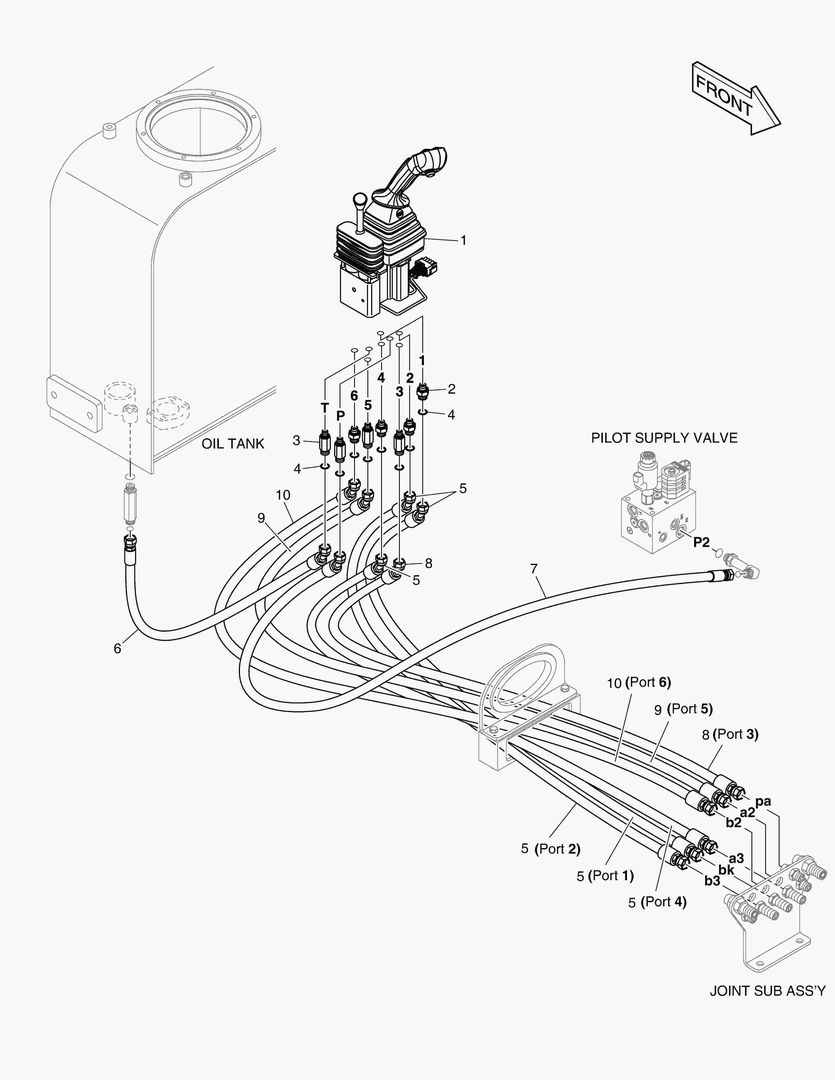 ТРУБОПРОВОД СЕРВОУПРАВЛЕНИЯ - ДЖОЙСТИК(3 ИЛИ 4 КАТУШКИ)