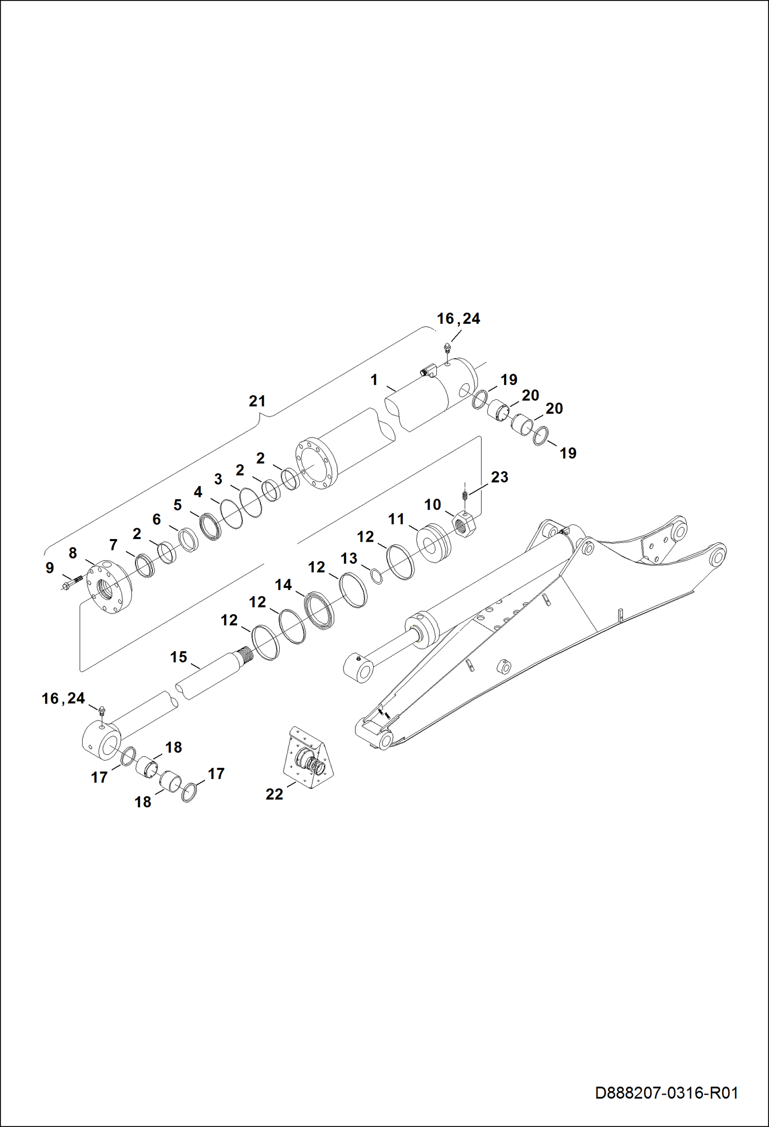 Схема ЦИЛИНДР РУКОЯТКИ