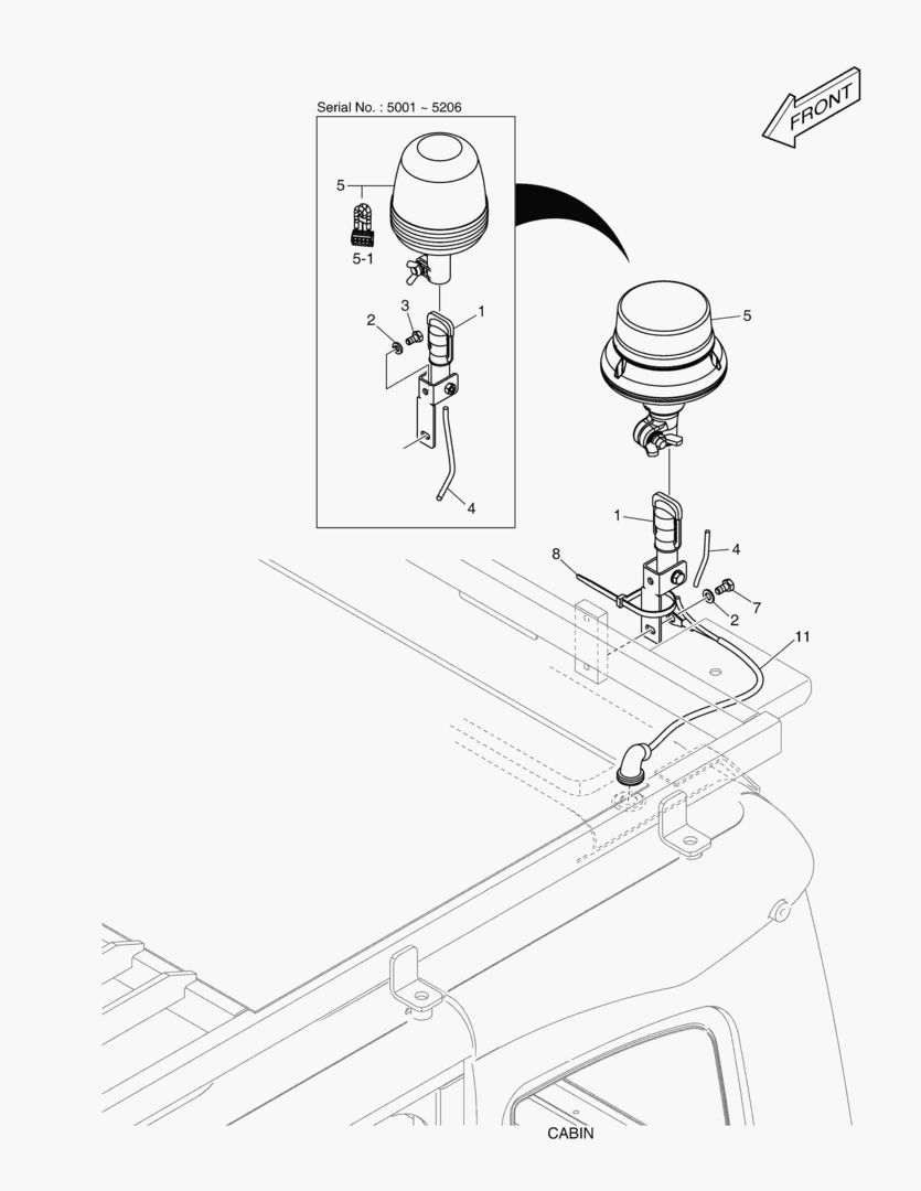7810 ROTATING BEACON - WITH GUARD & LAMP(ROPS)