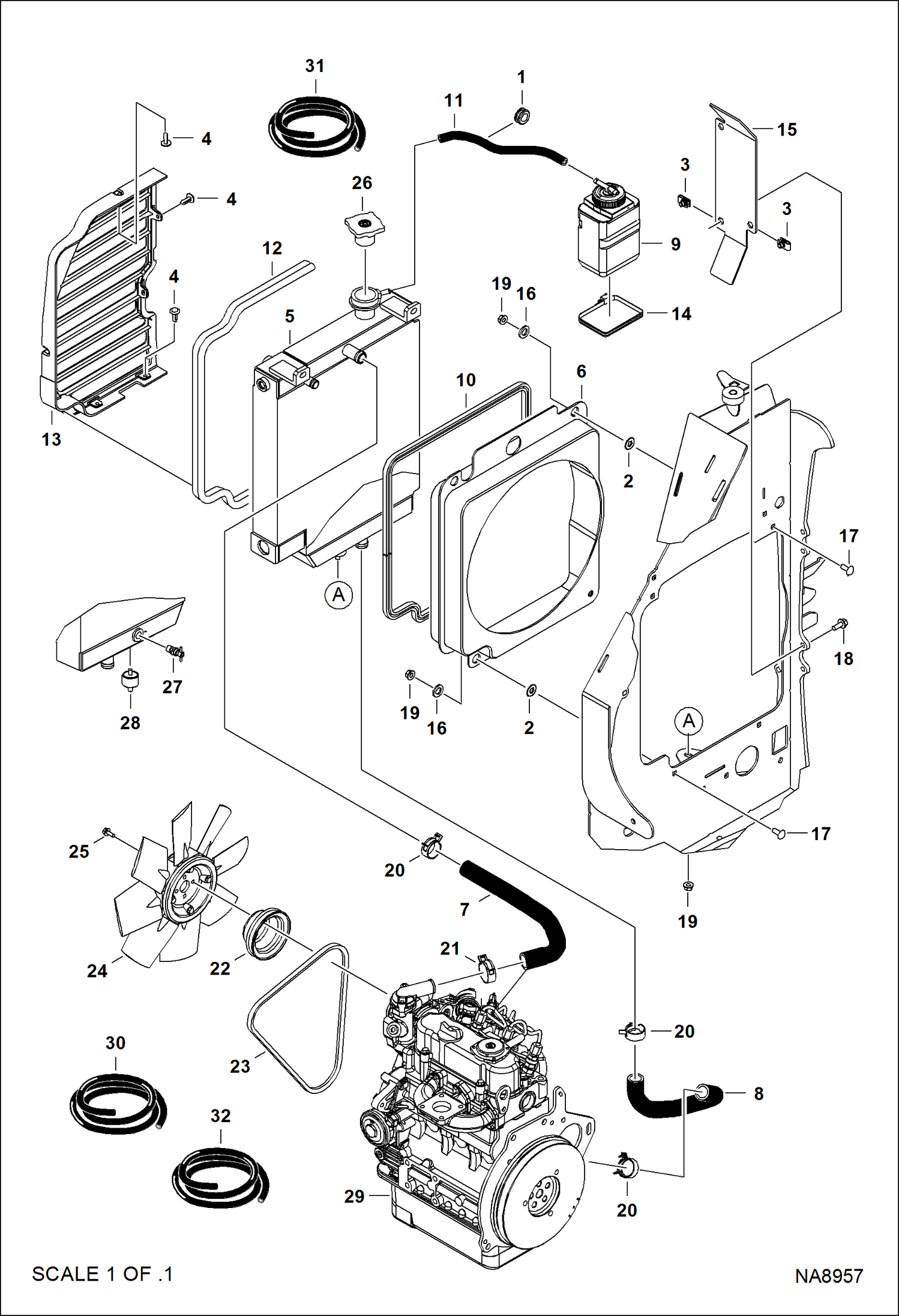ДВИГАТЕЛЬ И КРЕПЕЖНЫЕ ДЕТАЛИ (ТЕПЛООБМЕННИК РАДИАТОРА)