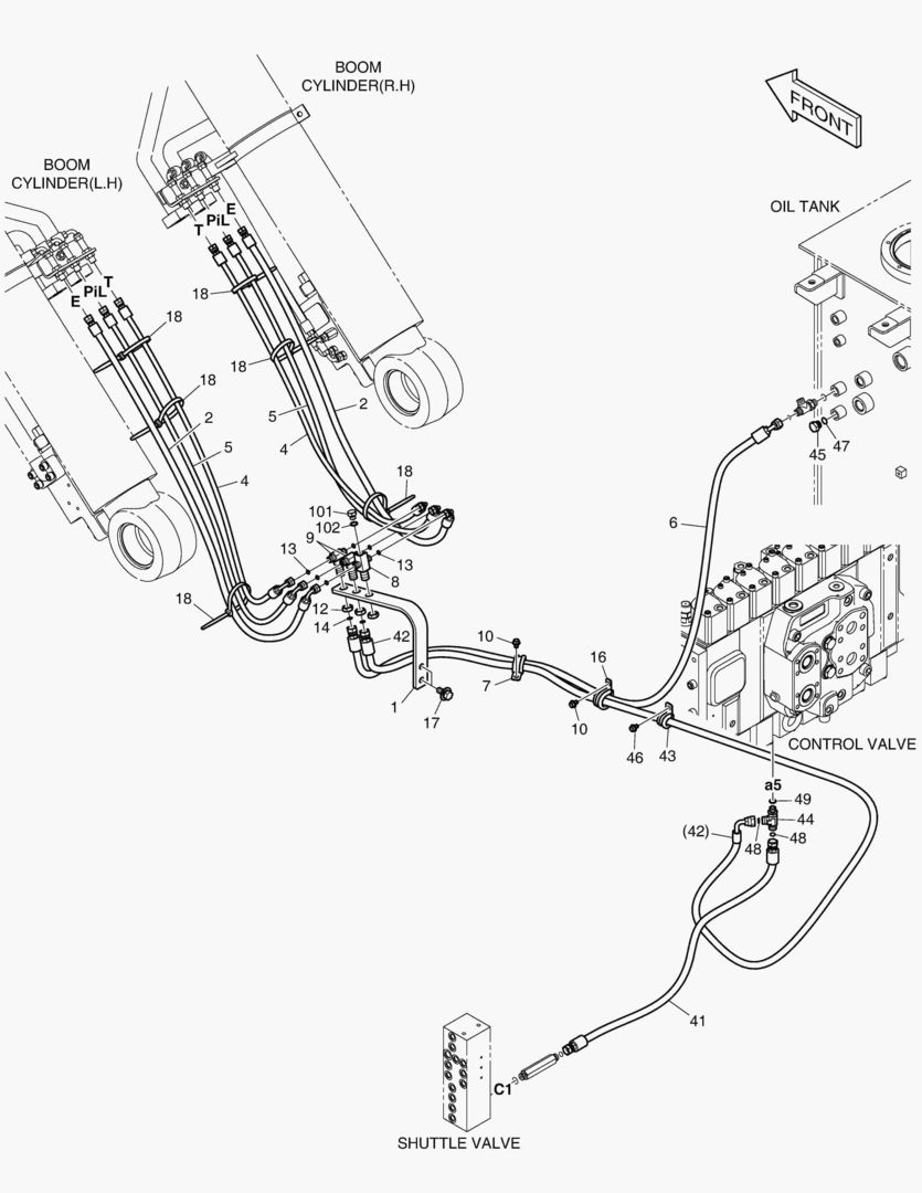ТРУБОПРОВОД СЕРВОУПРАВЛЕНИЯ-ГИДРОЗАМОК СТРЕЛЫ