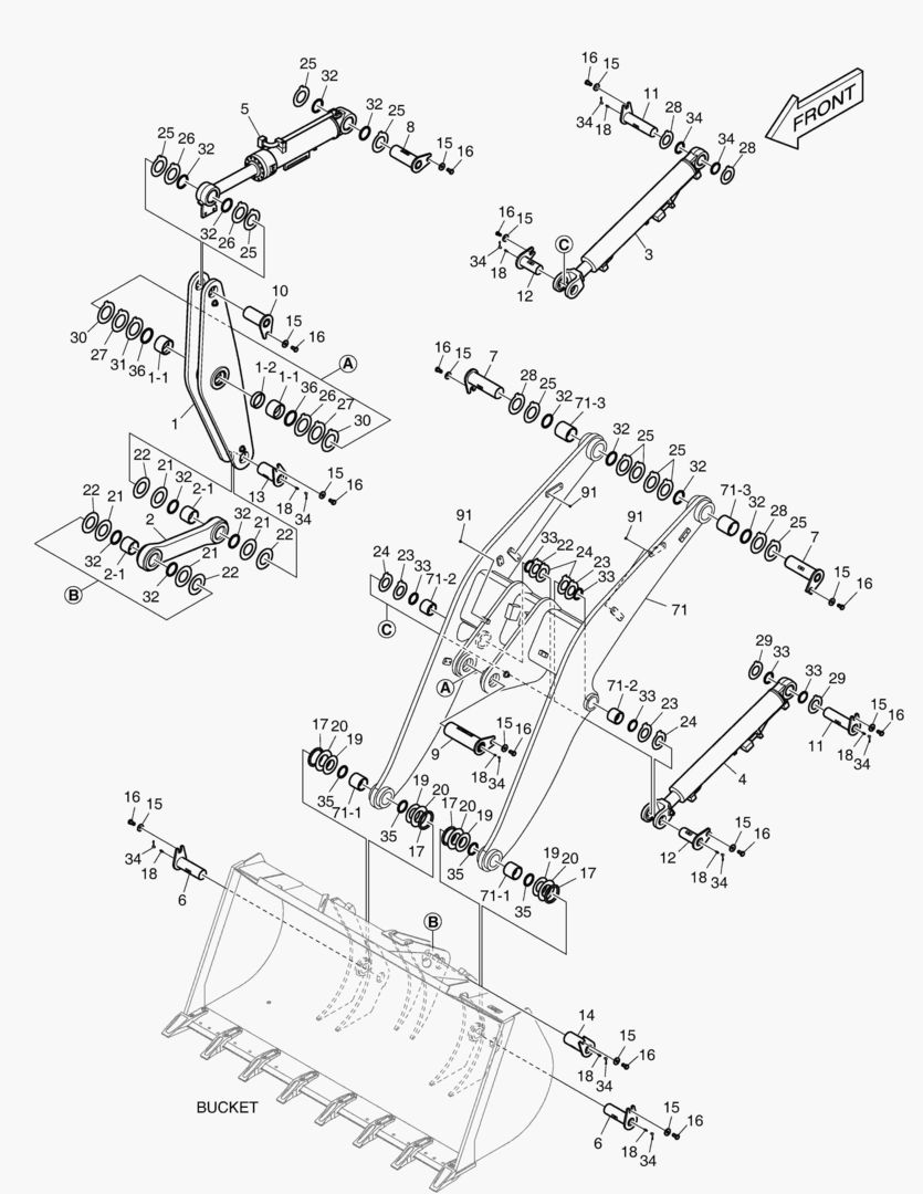 Схема РУКОЯТЬ ПОГРУЗЧИКА В СБОРЕ