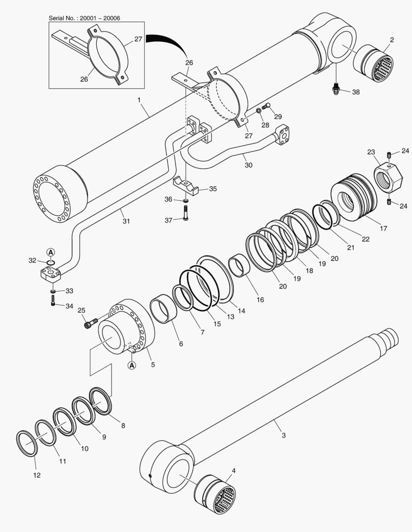ЦИЛИНДР СТРЕЛЫ - ЛЕВОСТОРОННИЙ(ГИДРОЗАМОК)