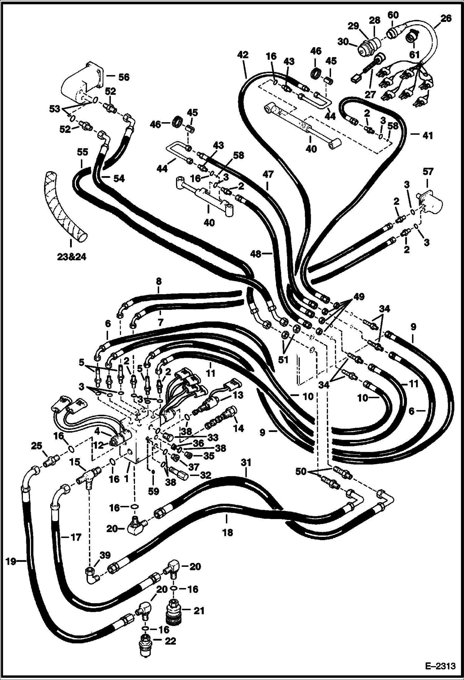 МАШИНА ДЛЯ ИЗМЕЛЬЧЕНИЯ ПНЕЙ (СХЕМА ГИДРАВЛИЧЕСКОЙ СИСТЕМЫ) (SG50 702100265 И ВЫШЕ)