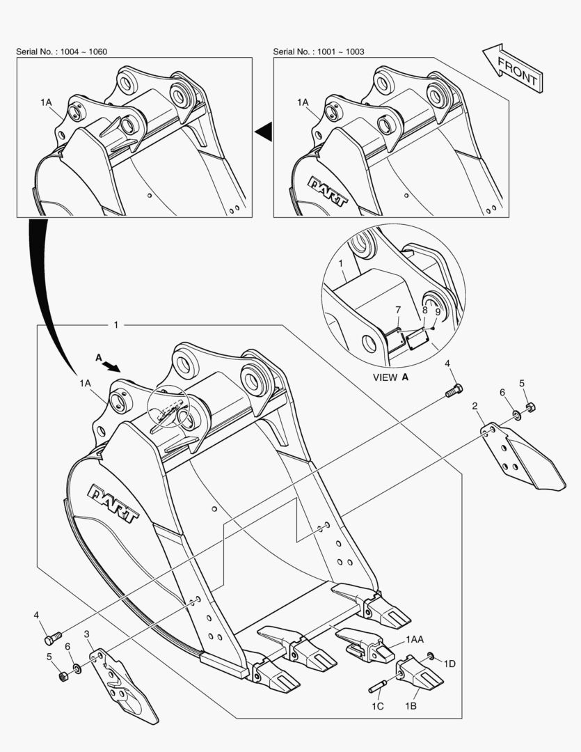 7040 BUCKET ASS`Y - 0.66mВі(36`) - SIDE PIN