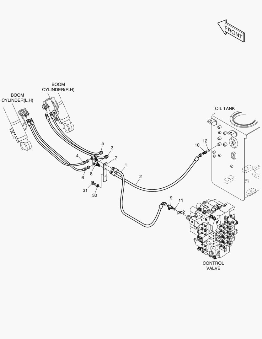 ТРУБОПРОВОД СЕРВОУПРАВЛЕНИЯ-ГИДРОЗАМОК СТРЕЛЫ