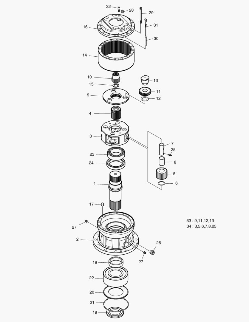 Схема 4140 SWING REDUCTION GEAR [1001~1462]