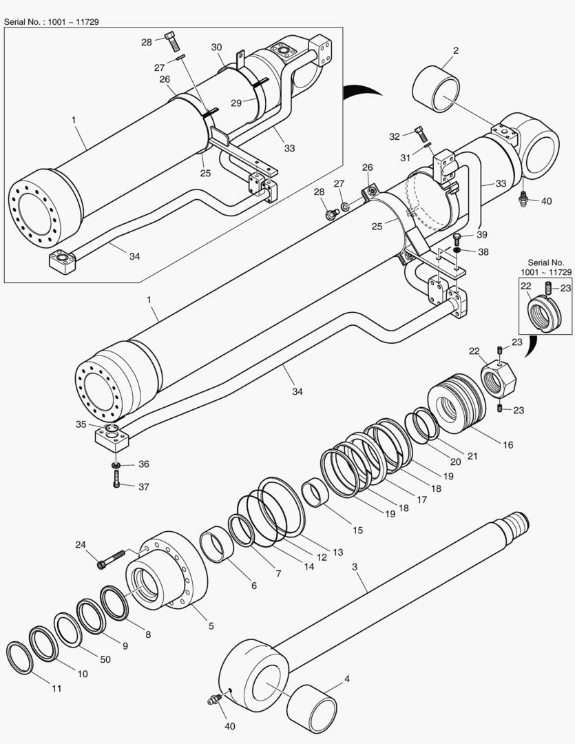ЦИЛИНДР СТРЕЛЫ(ЛЕВОСТОРОННИЙ)-ГИДРОЗАМОК