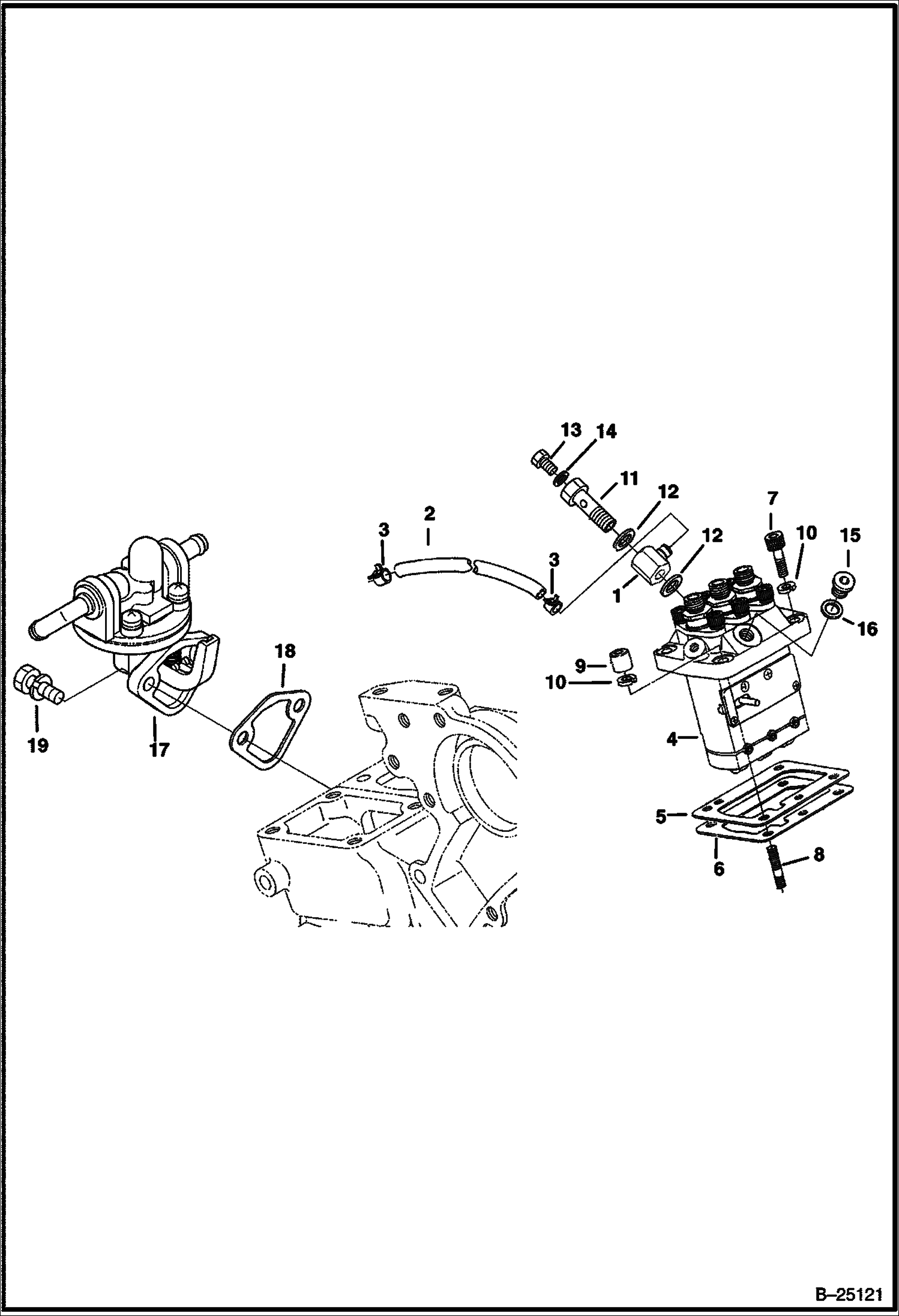 Схема ТОПЛИВНАЯ СИСТЕМА И НАСОС ВПРЫСКА (KUBOTA D722-E2B-BC-1)