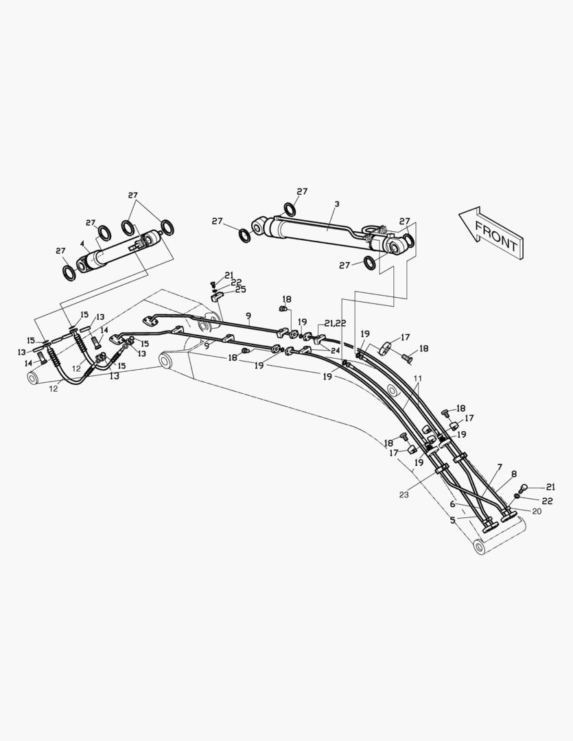 ПЕРЕДНИЙ ТРУБОПРОВОД-2.22 м РУКОЯТЬ