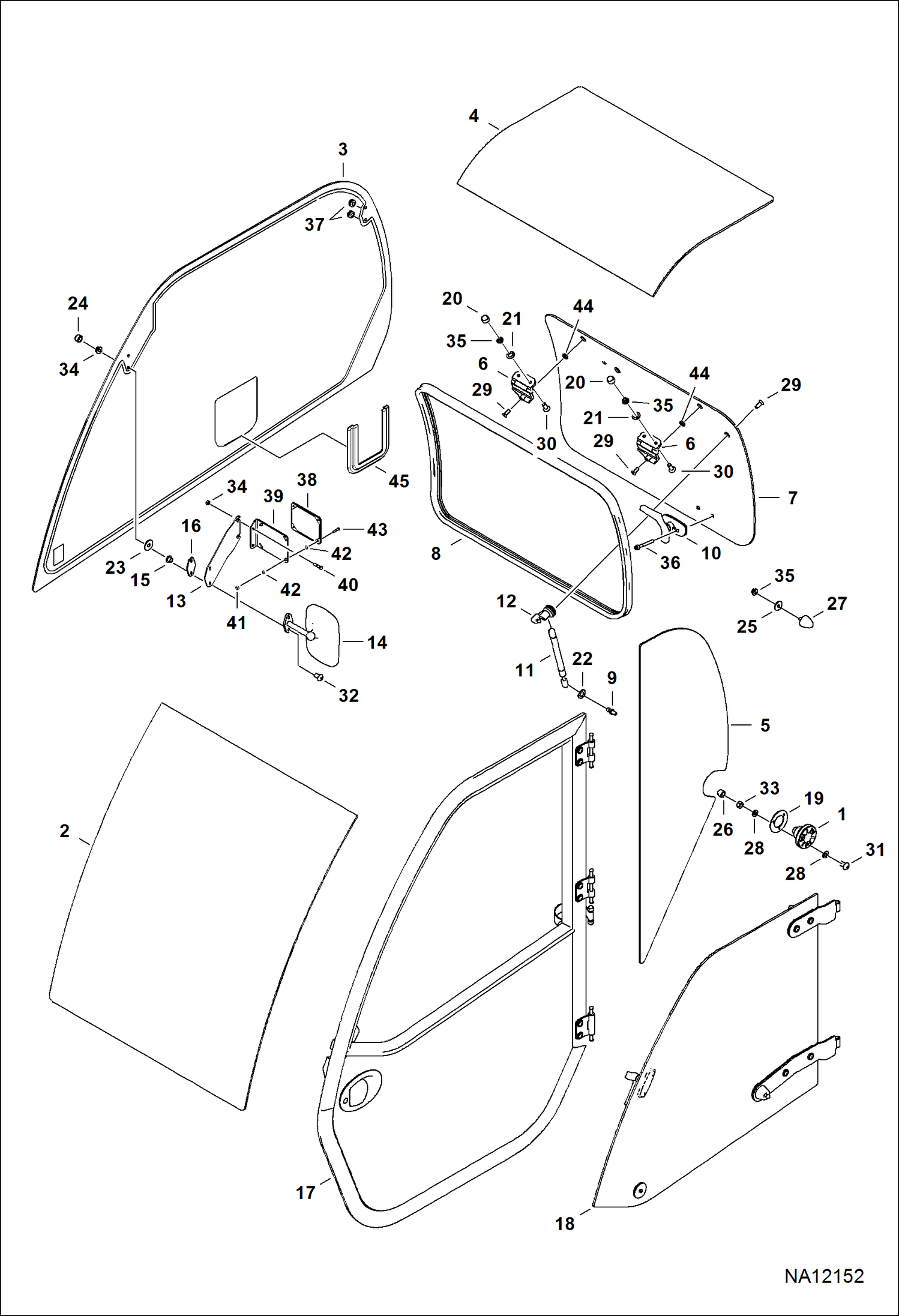 КАБИНА ВОДИТЕЛЯ (ВНЕШНЯЯ ЧАСТЬ) (СЕРИЙНЫЙ НОМЕР B3GS14000 И ВЫШЕ, B3GT11001 И ВЫШЕ)