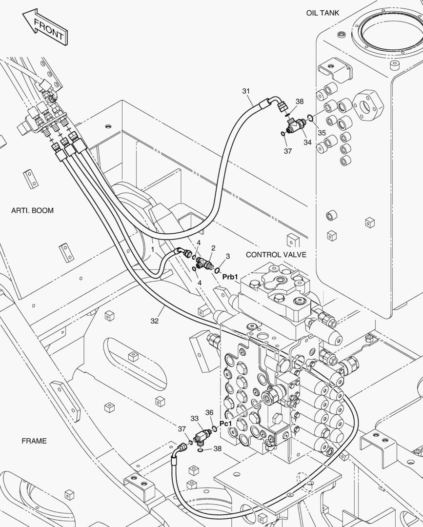 ТРУБОПРОВОД СЕРВОУПРАВЛЕНИЯ - ГИДРОЗАМОК(ШАРНИРНАЯ СТРЕЛА)