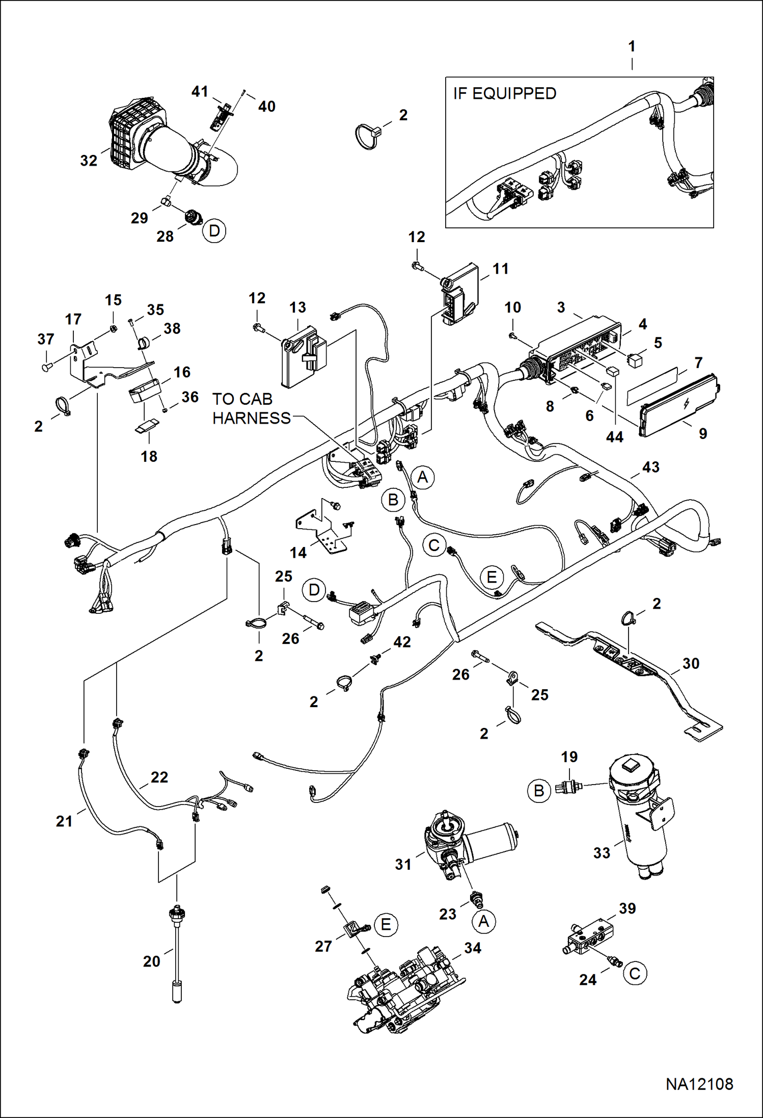 ЭЛЕКТРОСХЕМА ДВИГАТЕЛЯ (ГЛАВНЫЙ ЖГУТ ПРОВОДОВ РАМЫ И ДАТЧИКИ ФИЛЬТРА) (СЕРИЙНЫЙ НОМЕР B2LA11001 - B2LA11411)