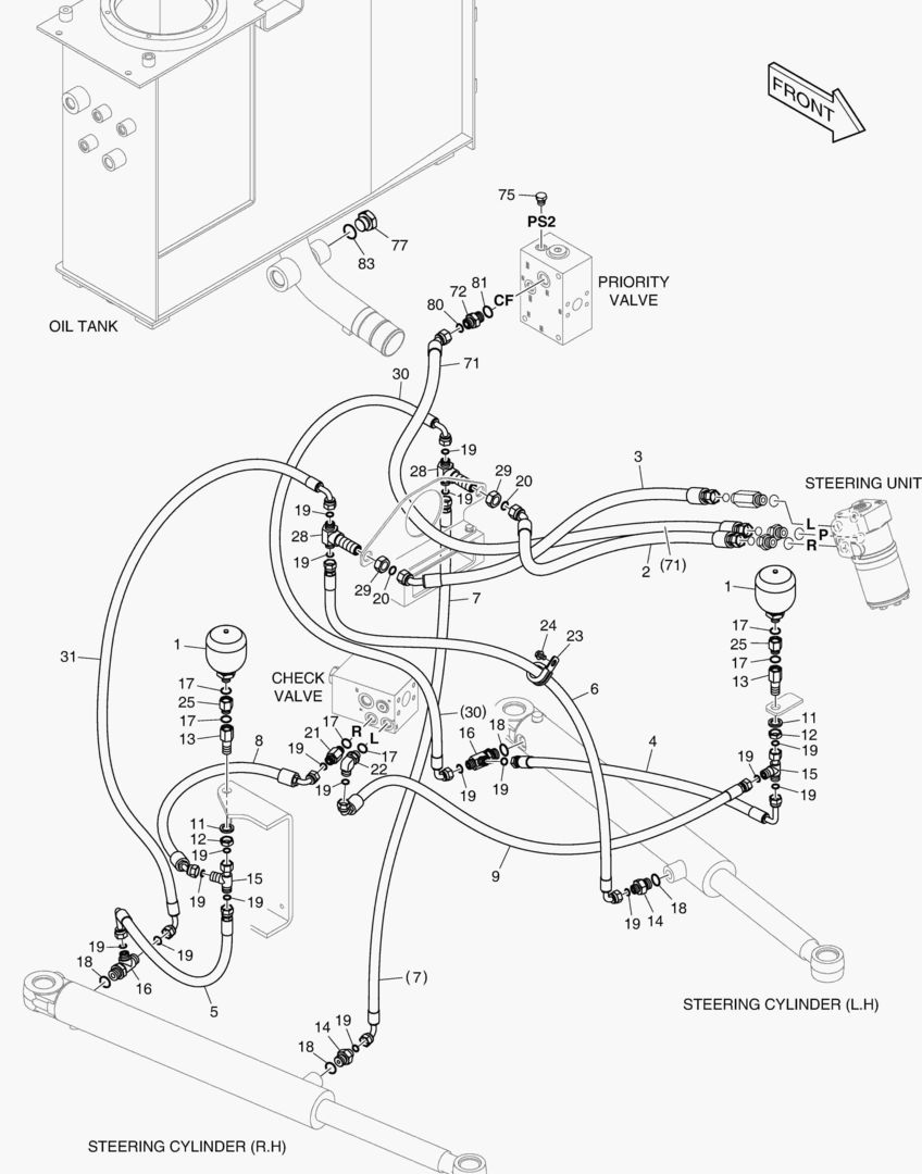 Схема ПАТРУБКИ РУЛЕВОГО УПРАВЛЕНИЯ