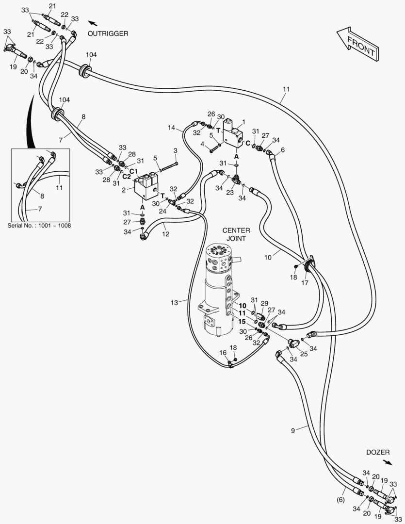2210 FRONT OUTRI. & REAR DOZER PIPING(INDE)
