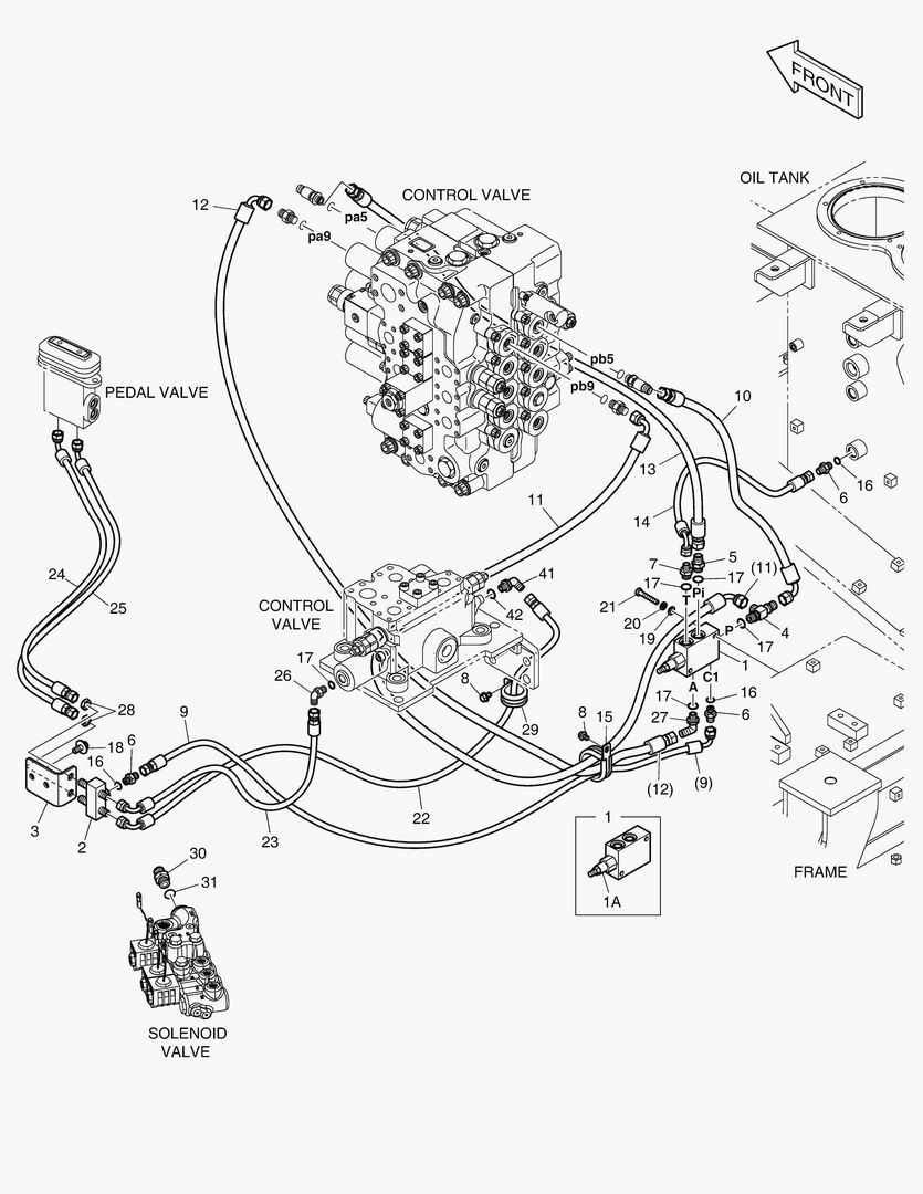ТРУБОПРОВОД СЕРВОУПРАВЛЕНИЯ(1) - ШАРНИРНАЯ СТРЕЛА