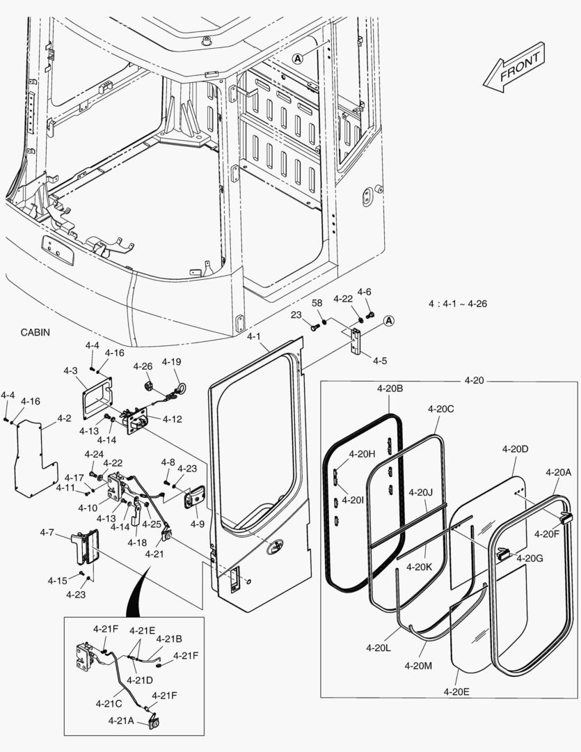 КАБИНА(3) - ДВЕРЬ В СБОРЕ(ЛЕВОСТОРОННИЙ)