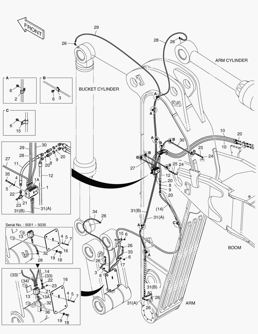 6830 LUBRICATION PIPING - ARM 2.6m [5001~5084]