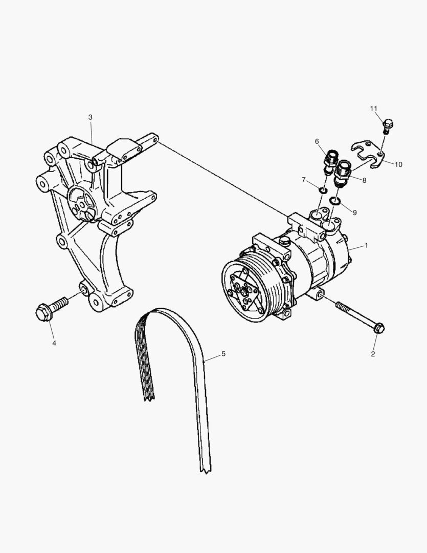 Схема G010-470 COMPRESSOR MOUNTING AC ALT.1