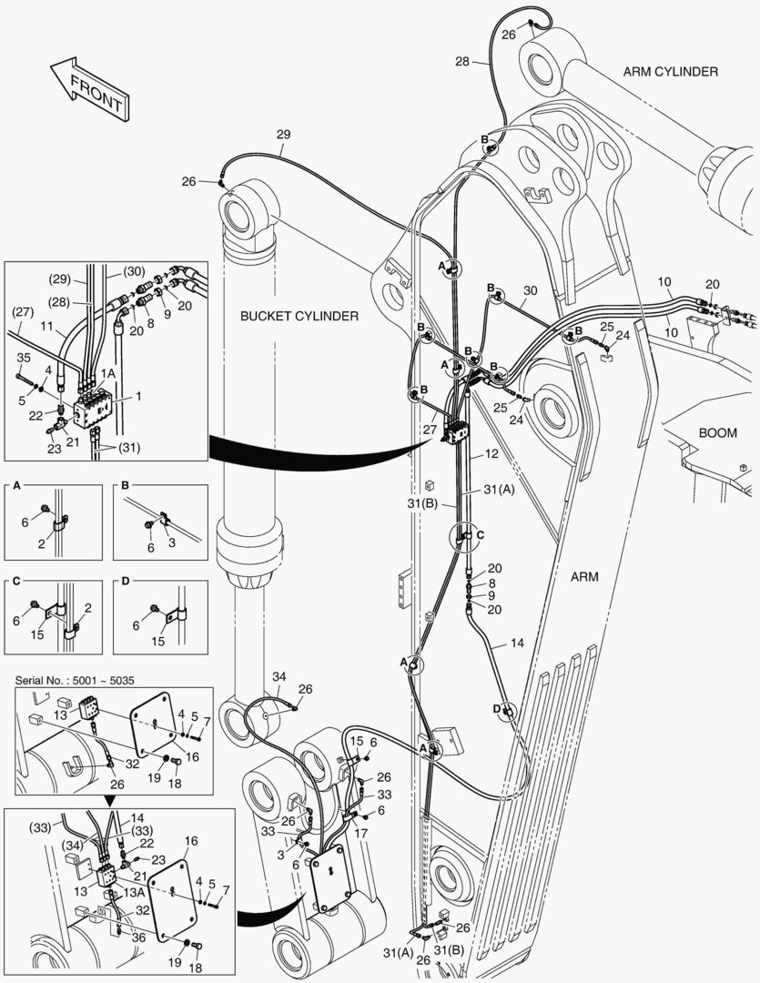 3190 LUBRICATION PIPING - ARM 3.55m [5001~5084]