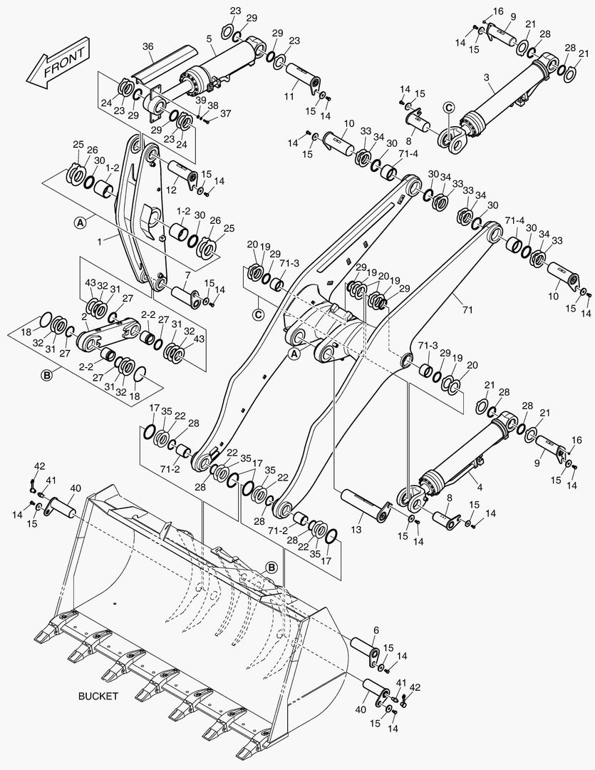 РУКОЯТЬ ПОГРУЗЧИКА В СБОРЕ - ДЛИННАЯ СТРЕЛА