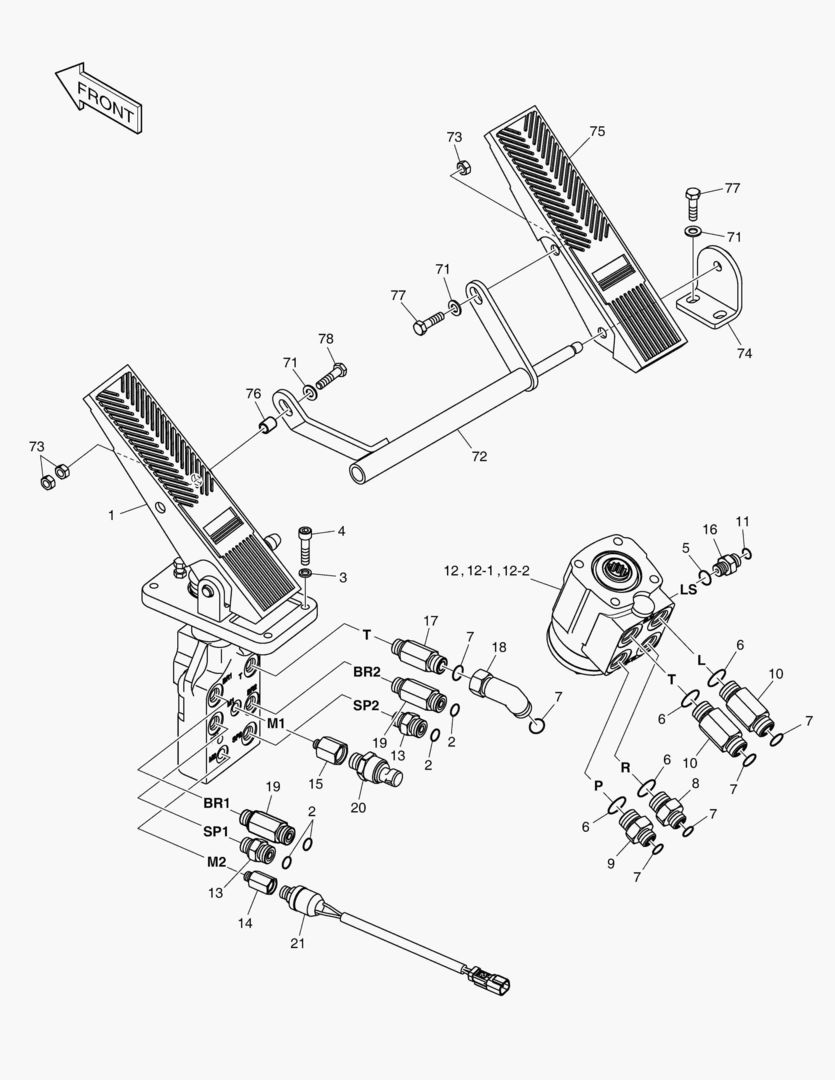 1250 BRAKE PEDAL VALVE & STEER UNIT
