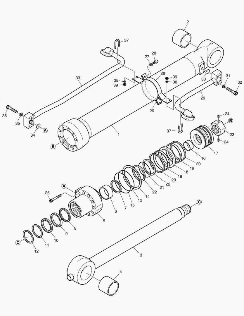 ЦИЛИНДР КОВША - РУКОЯТЬ 7 м