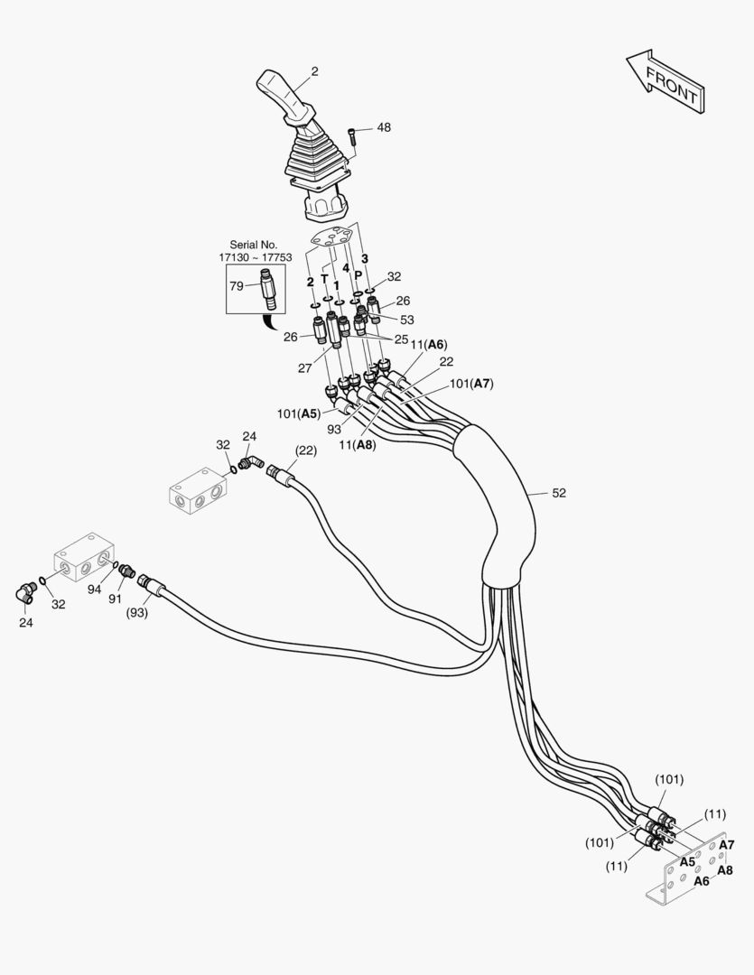 1400 PILOT PIPING(9) - JOYSTICK(R.H)