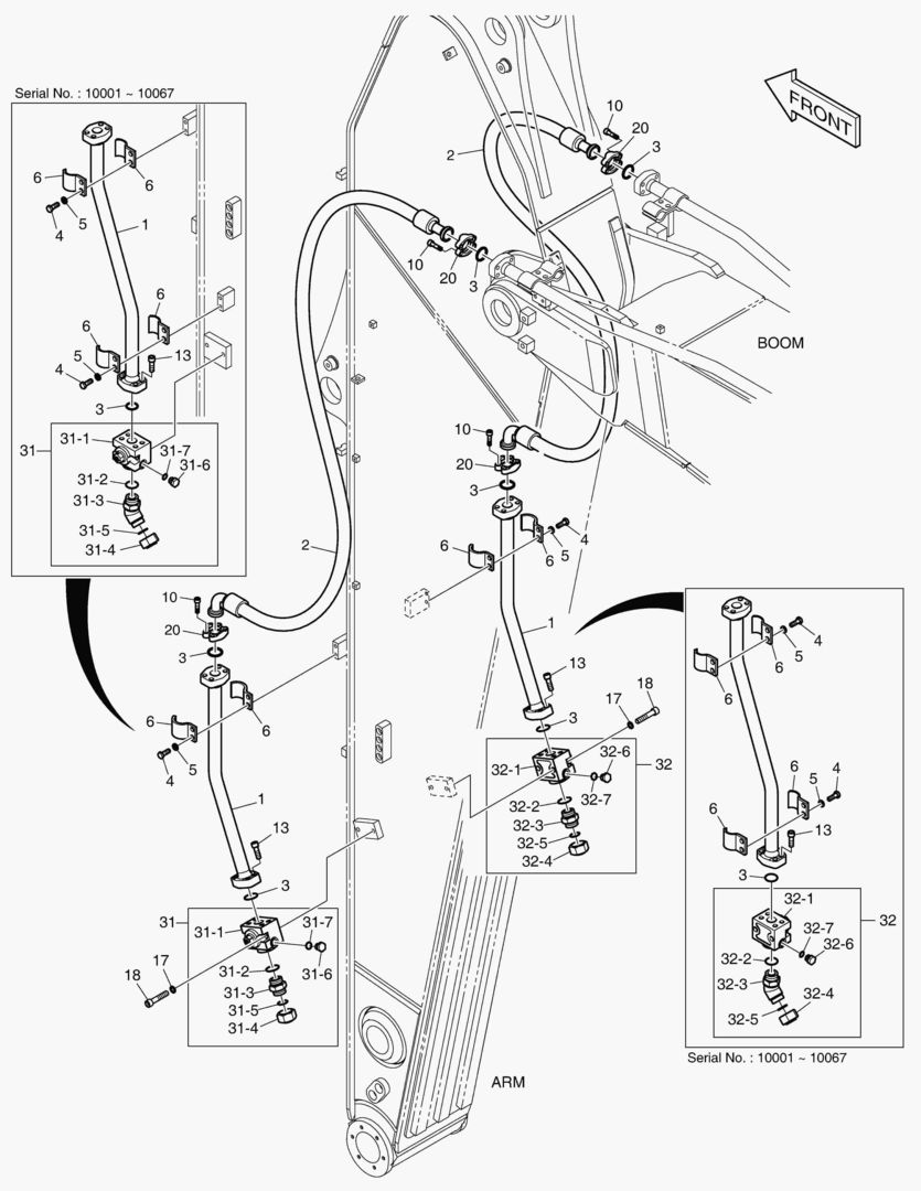 Схема 6710 ARM PIPING - ONE & TWO WAY(ARM 3.95m)