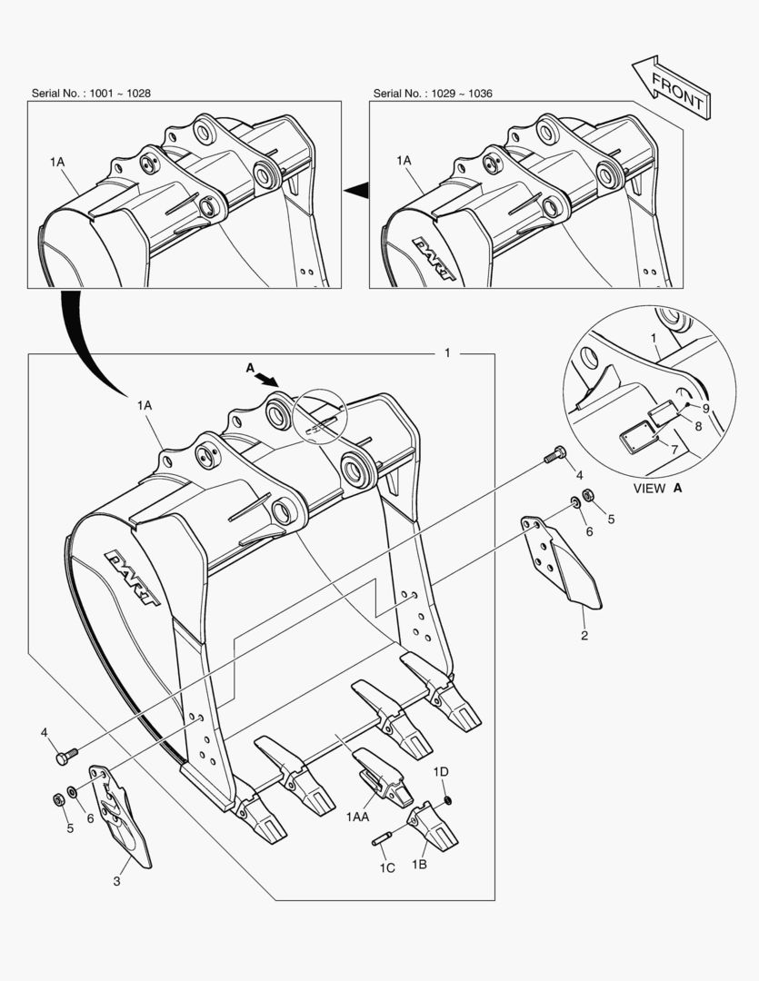 6930 BUCKET ASS`Y - 1.24mВі(54`) - SIDE PIN