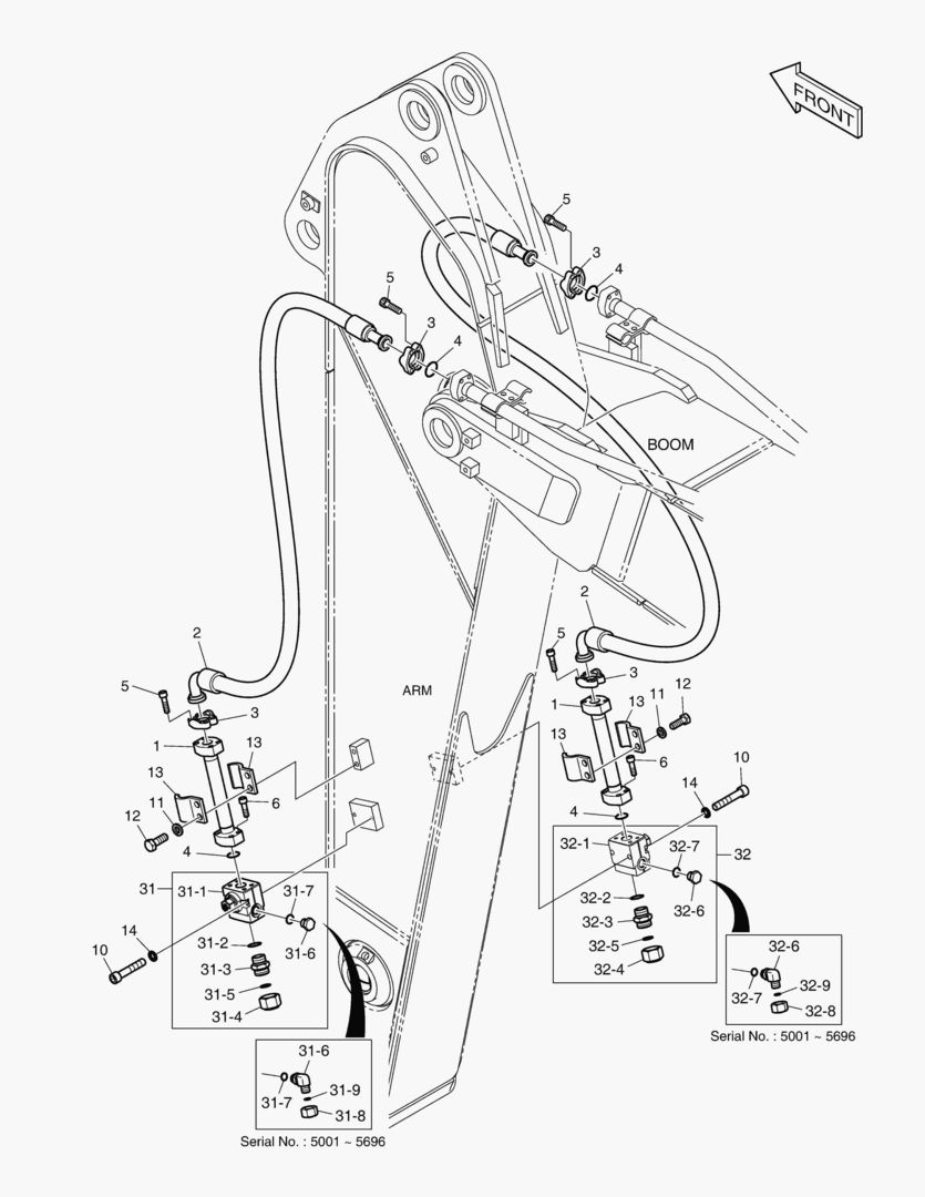 6390 ARM PIPING - ARM 2.4m(ONE & TWO WAY)