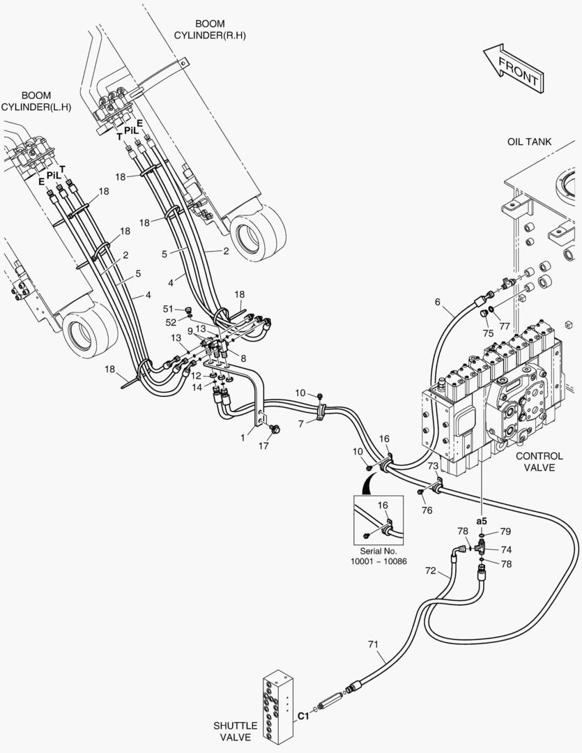ТРУБОПРОВОД СЕРВОУПРАВЛЕНИЯ-ГИДРОЗАМОК СТРЕЛЫ